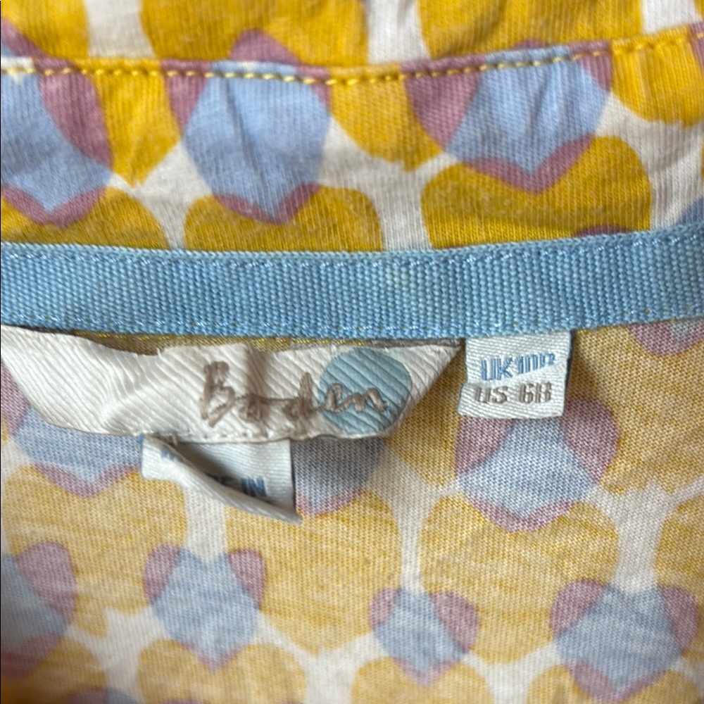 Boden Yellow & Light Blue Printed Button-Down Shirt - Picture 2 of 6